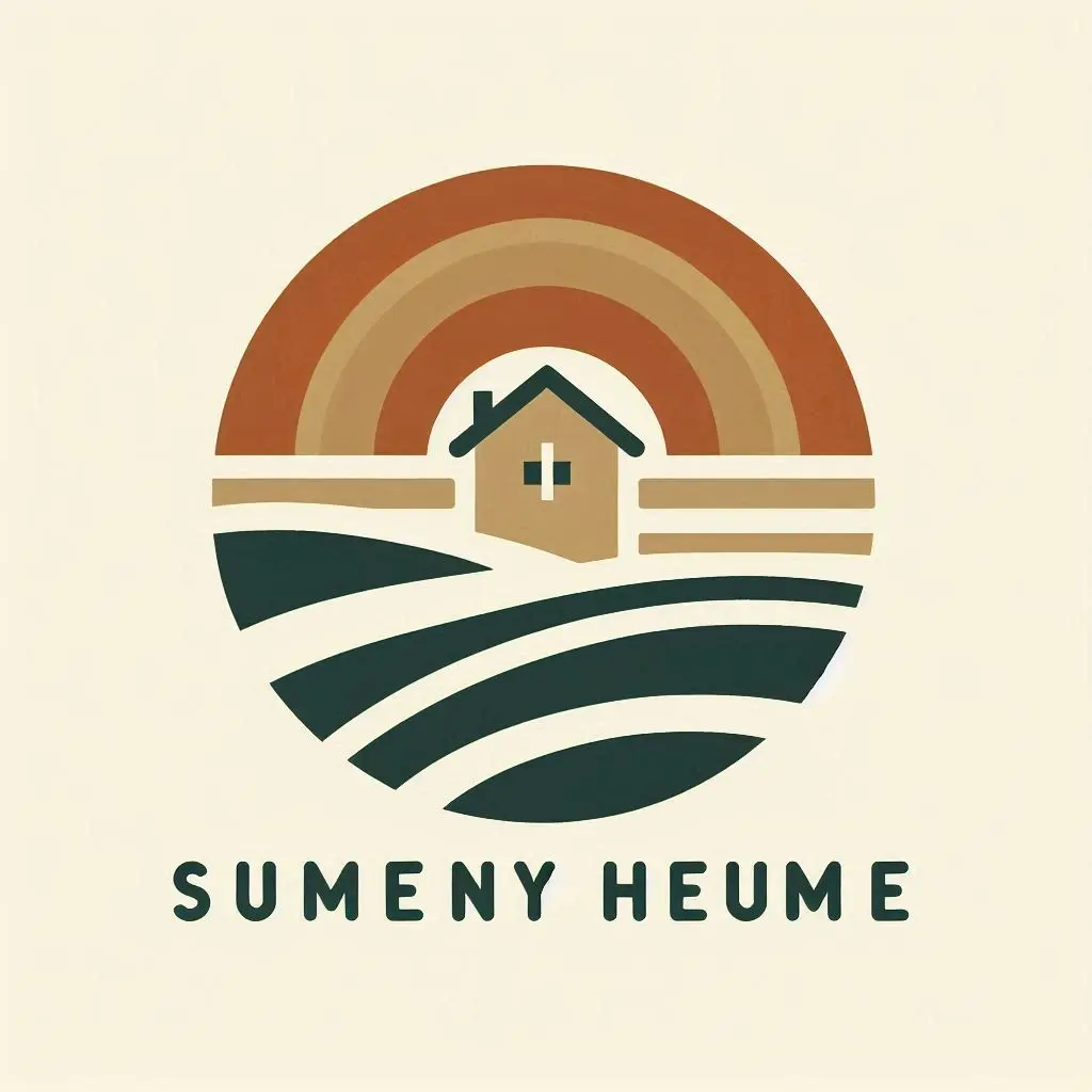 un logo con colores calidos como el beige, marron y verde oliva,.webp